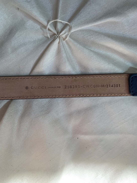 New Gucci Navy Embossed Leather Belt sz XXS